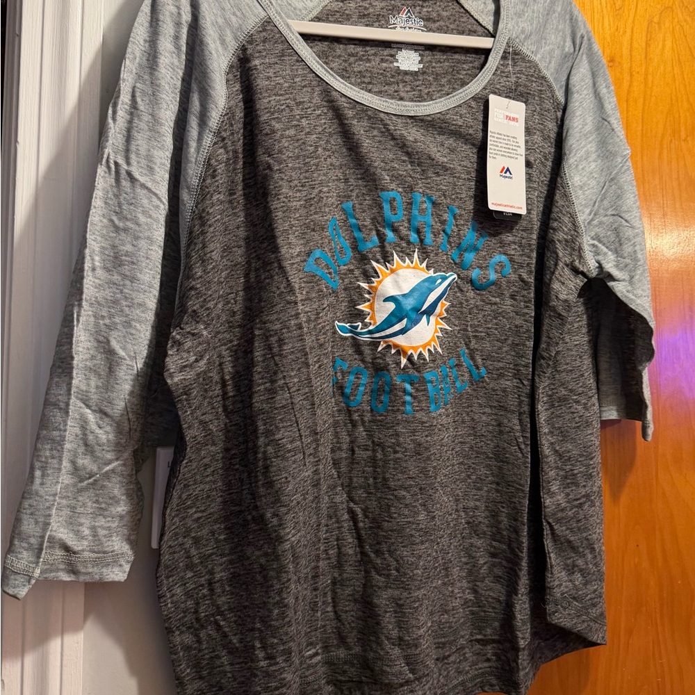 Women’s Plus Size Majestic Miami Dolphins Raglan Tee